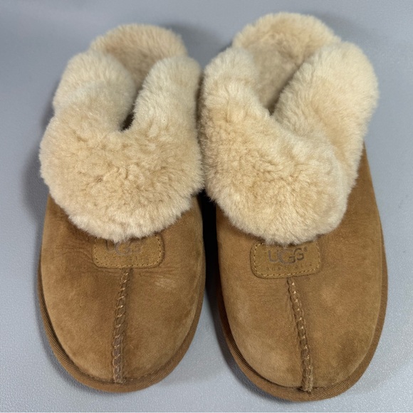UGG Coquette Chestnut Suede Sheepskin Slippers - Picture 4 of 9